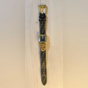 Authentic Vintage Fendi B. Watch – Iconic Zucca Canvas & Sapphire Crystals
